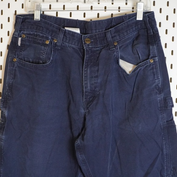 Carhartt Men's Loose Fit Dark Wash Carpenter Jeans 34x30 RN 14806 - Picture 2 of 8